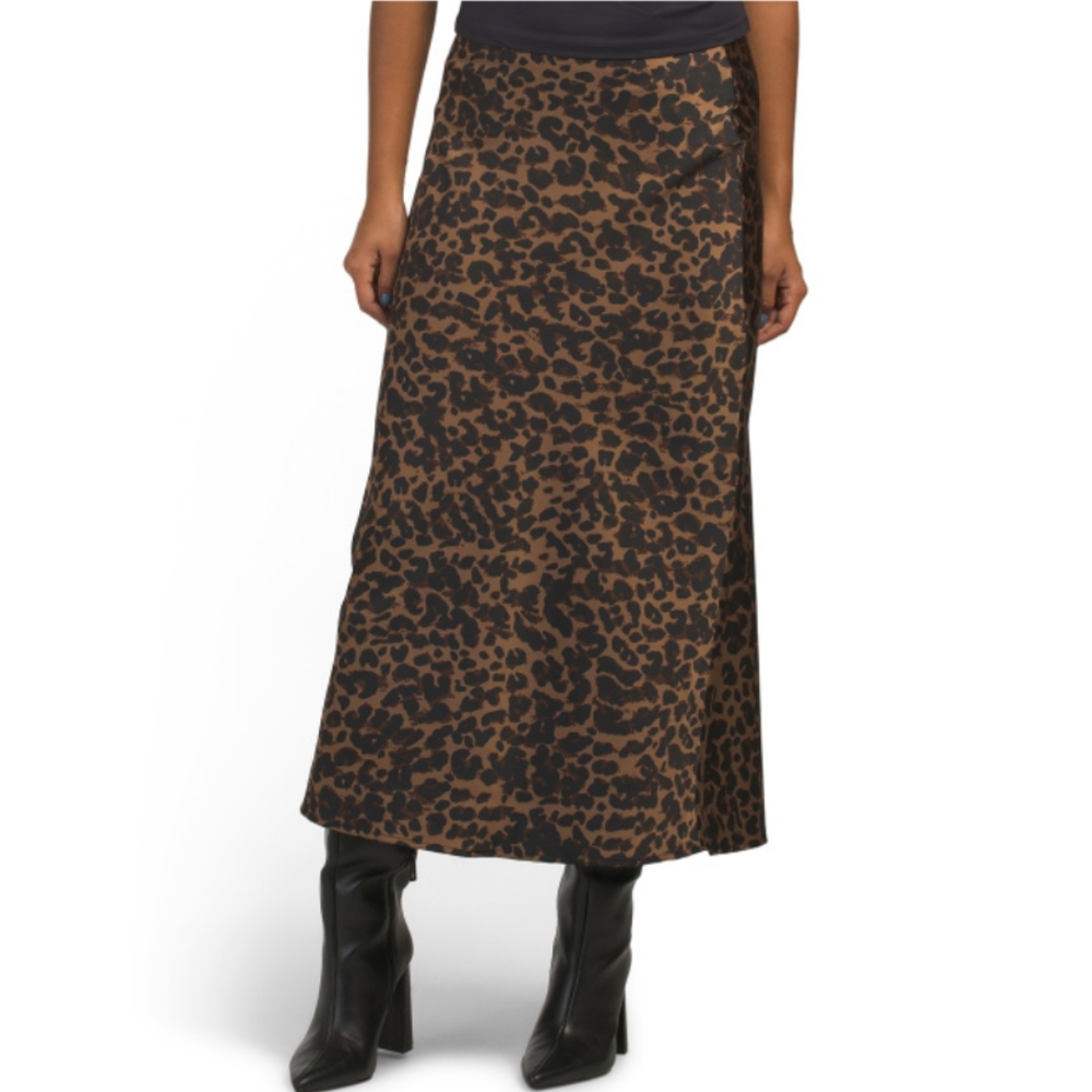 Rachel Zoe Brown and Black Leopard Midi Skirt